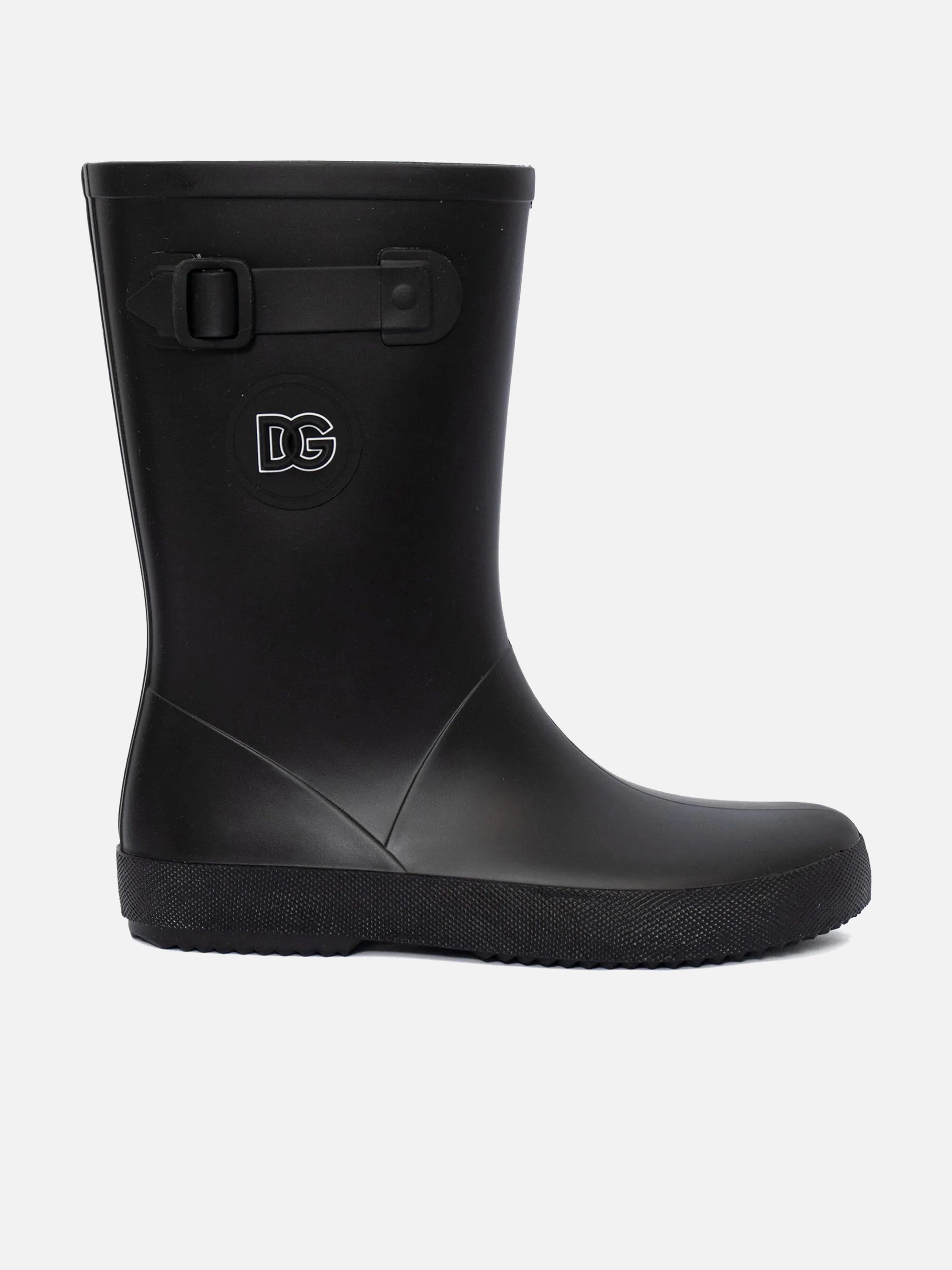 Dolce & Gabbana Kids Logo Rain Boots in Black Steel Toe Snow Boots