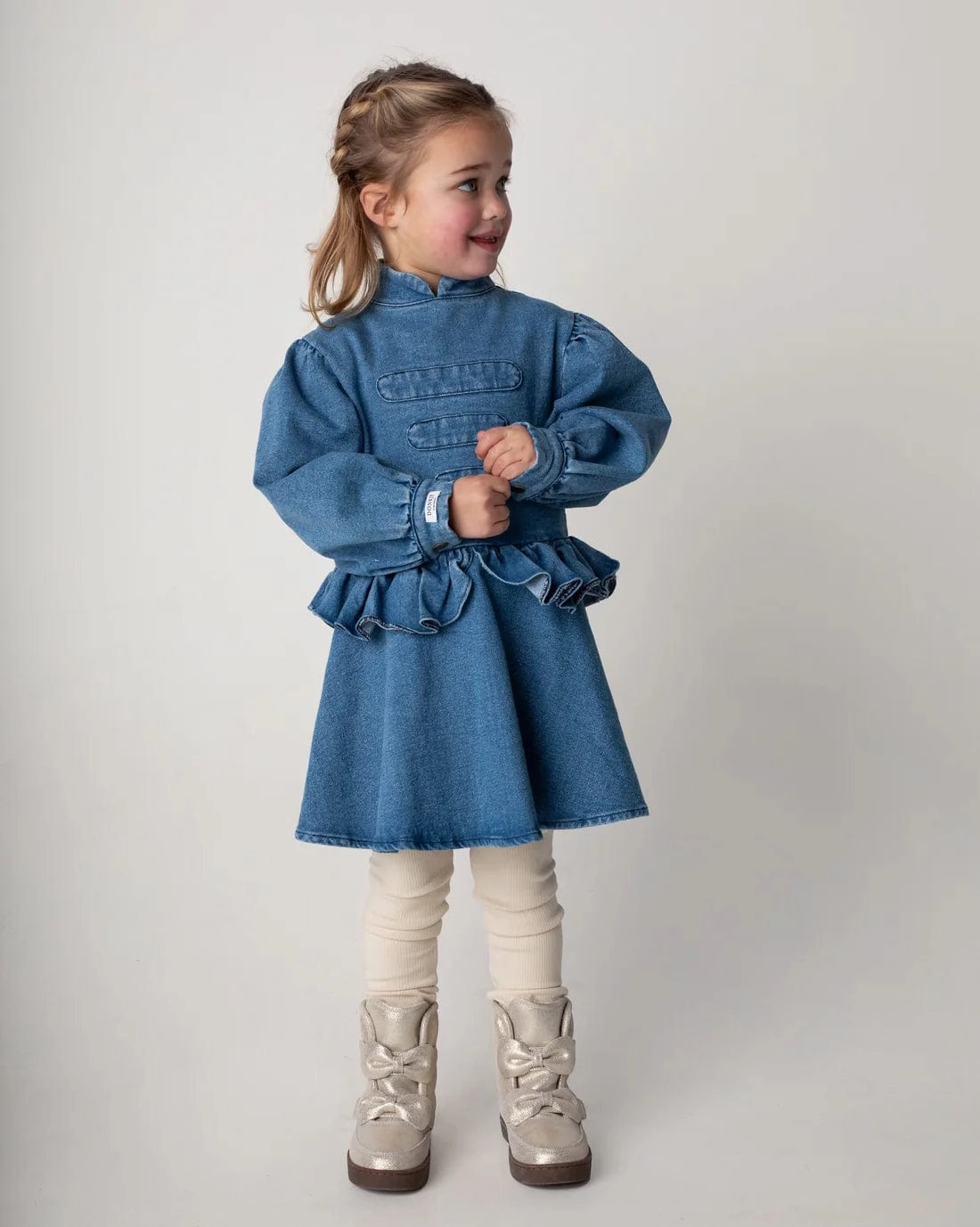 Donsje Girls Isa Exclusive Boots in Silver Brahma Work Boots