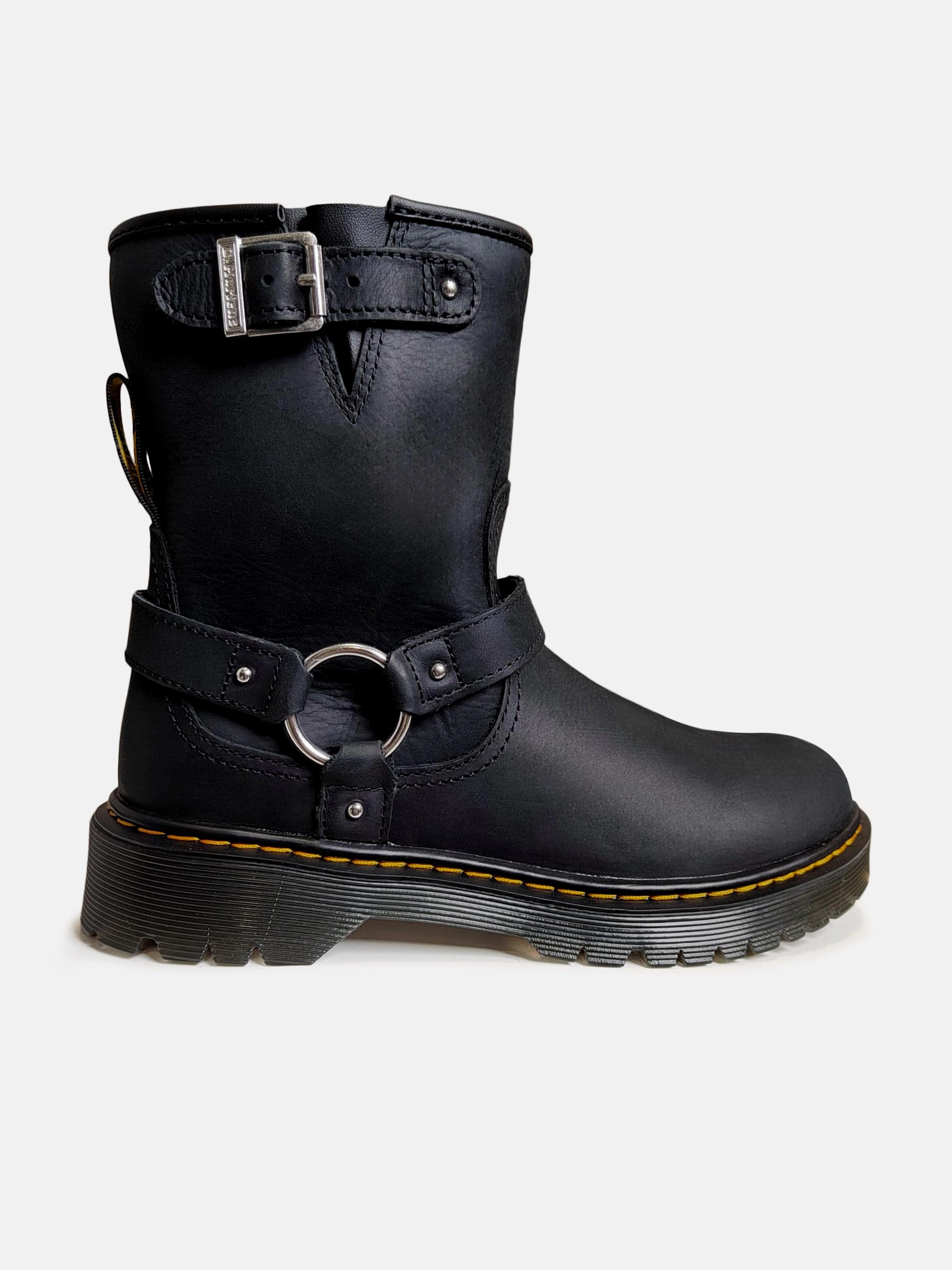 Best Lace Up Work Boots Dr Martens Kids Genaya Leather Rigger Boots in Black