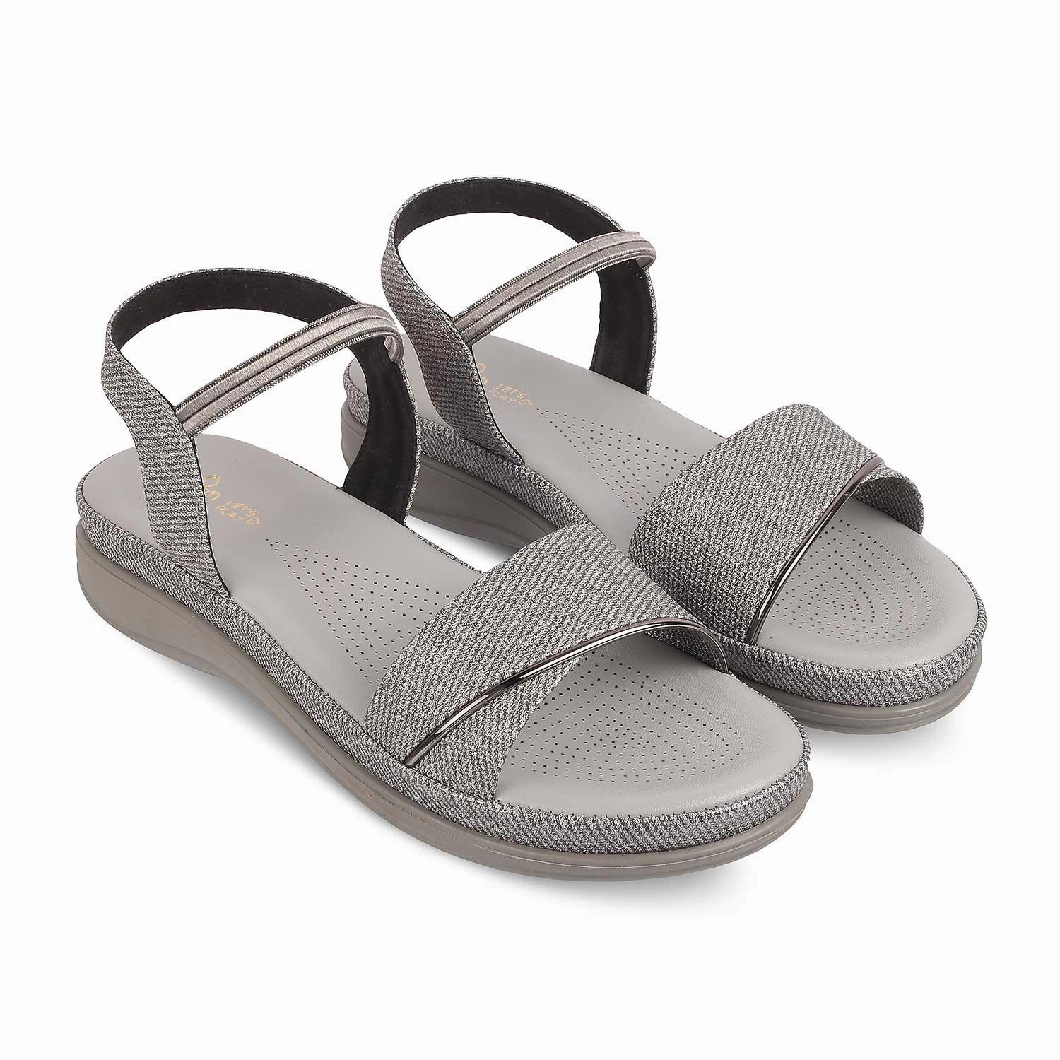Adilette Sandals The Linz Grey Women's Casual Wedge Sandals Tresmode