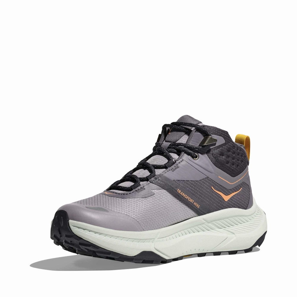 Leela Sneakers Shoes Hoka Women's Transport Hike GTX Mid Waterproof Boot in Grey Skies/Sea Glass