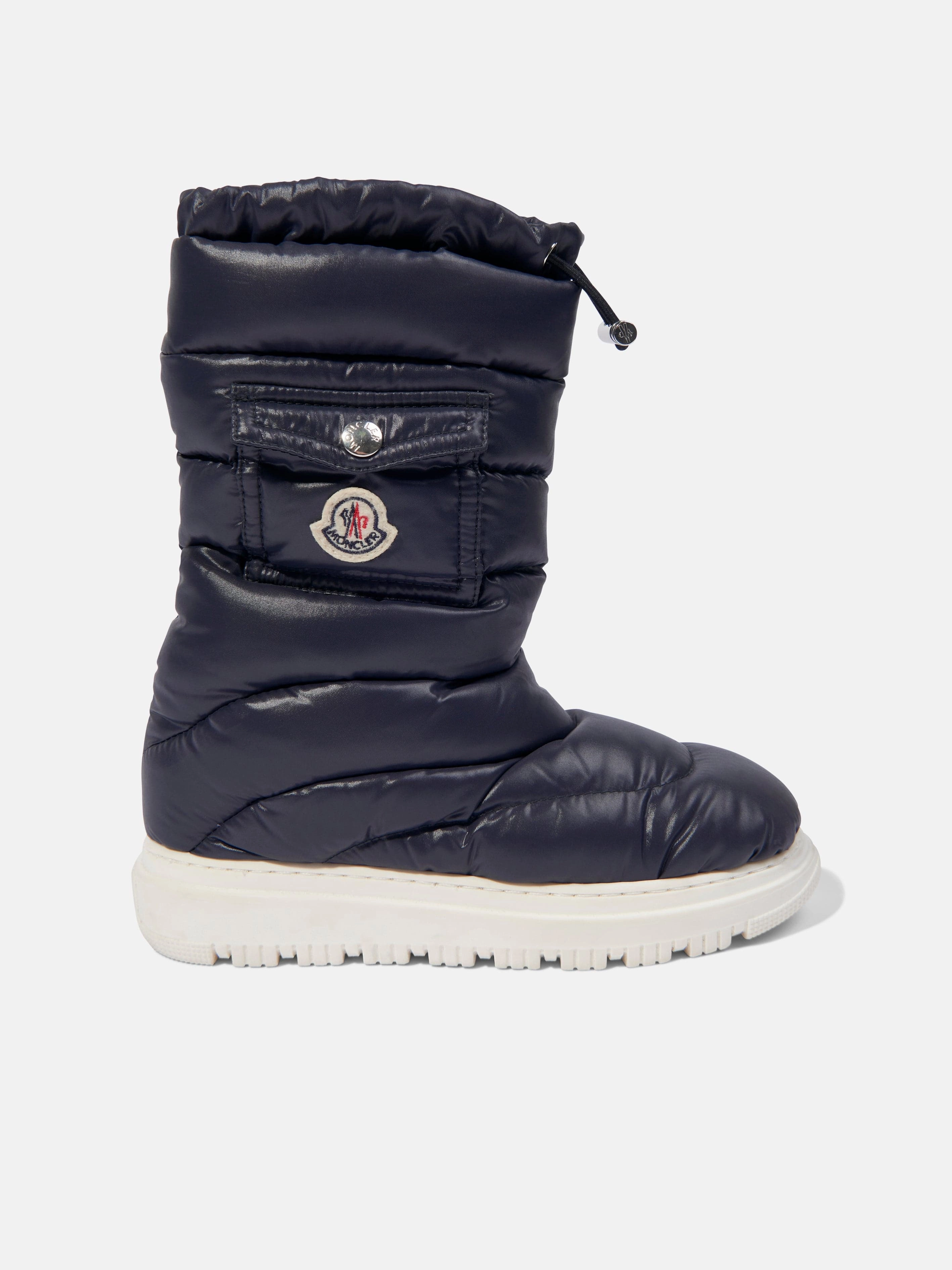 Burgundy Knee High Boots Moncler Enfant Kids Down Padded Petit Gaia Pocket Snow Boots in Navy