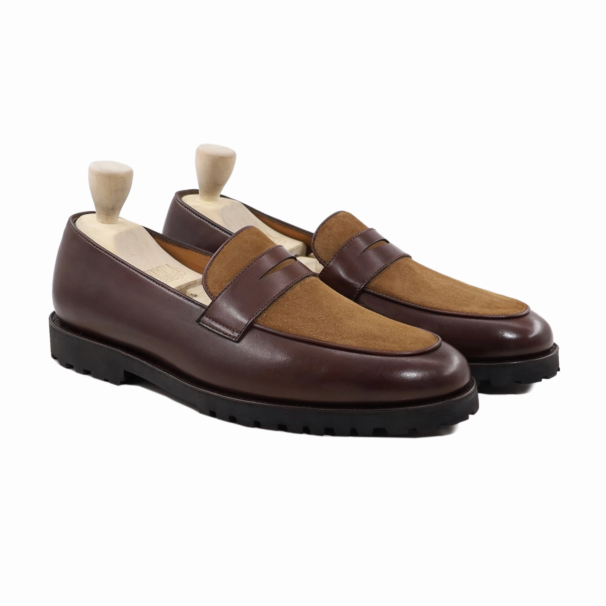 Dytox - Men's Reddish Brown Calf Leather and Kid Suede Loafer Suede Loafers Near Me