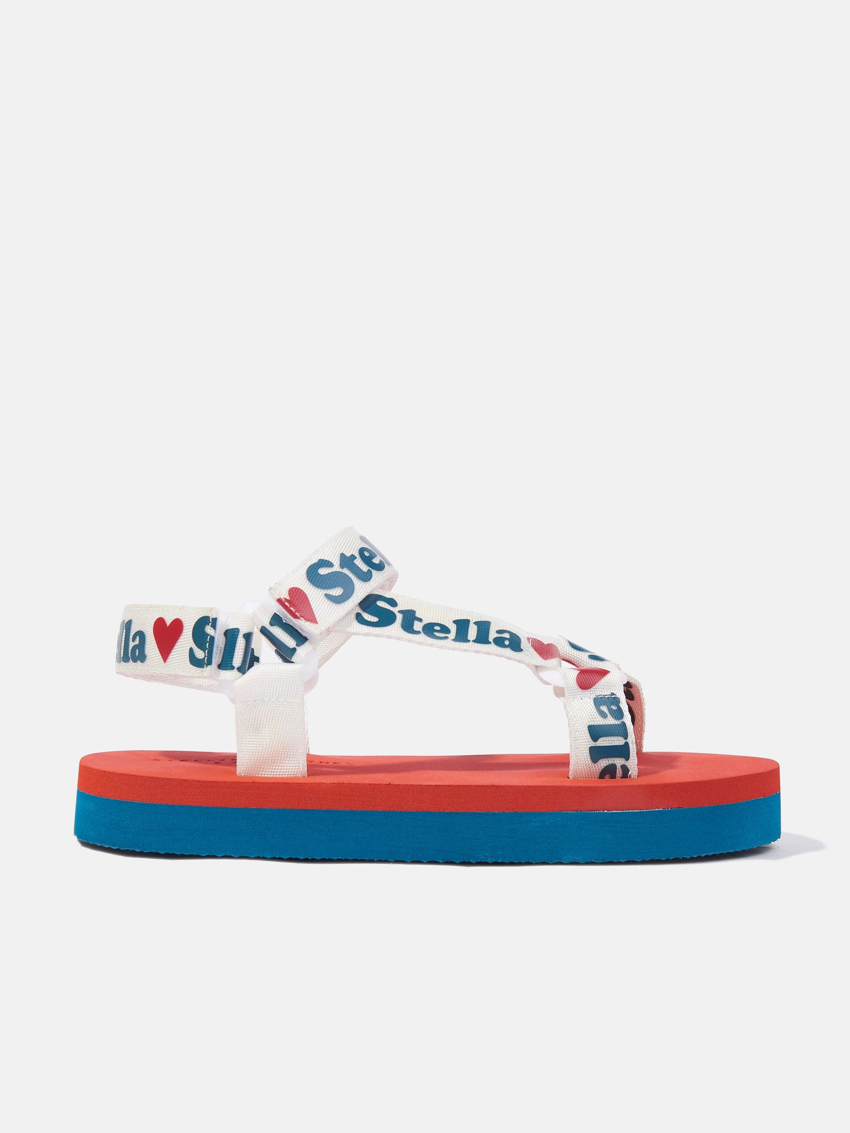 St Lucia Sandals Stella McCartney Girls Logo Tape Sandals in Multicolour