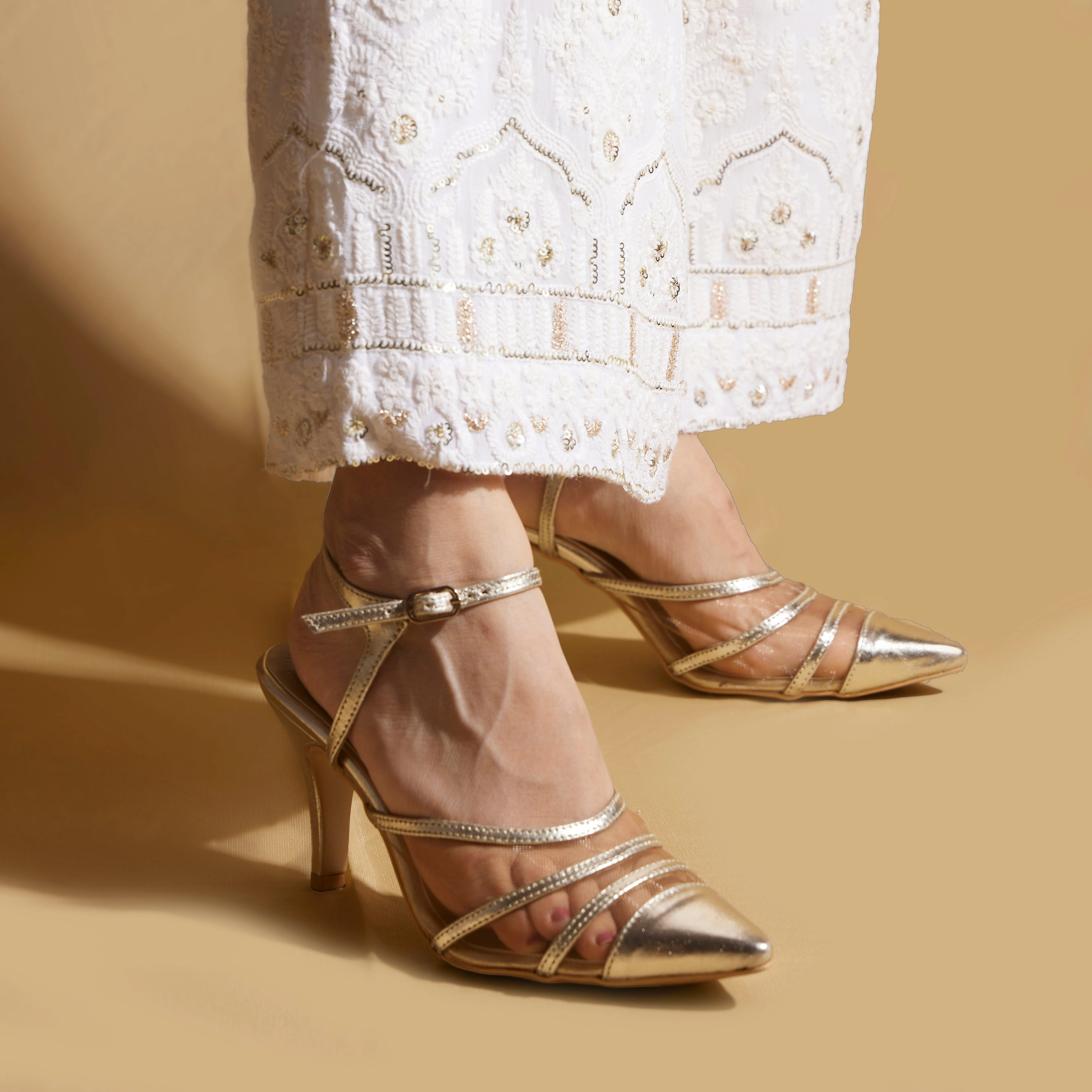 Super High High Heels Gold Metallic Stilettos  3.5 to 4 Inch Heel | Pointed Toe | Customisable