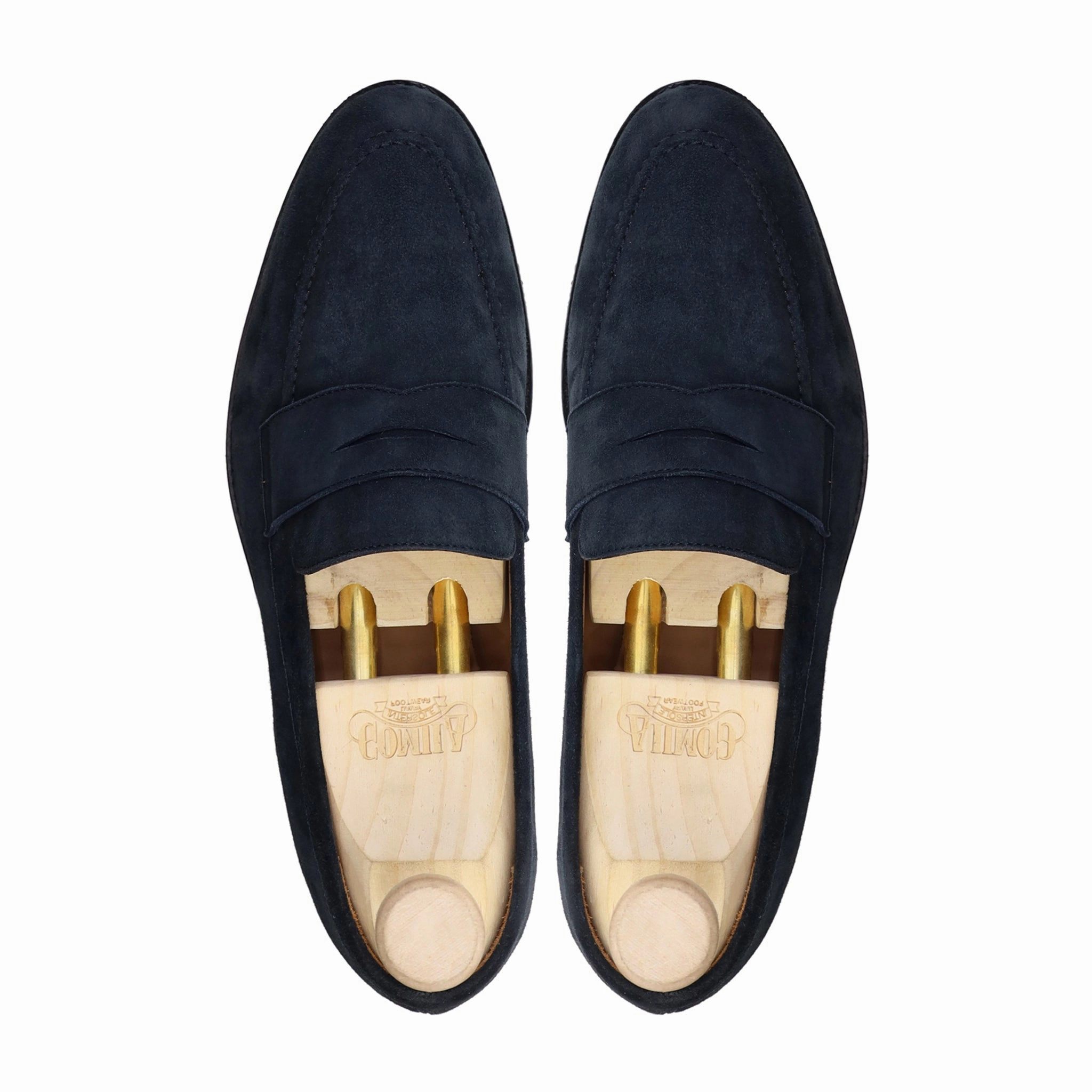 Pointed Toe Loafers Awas - Navy Blue Kid Suede Loafer