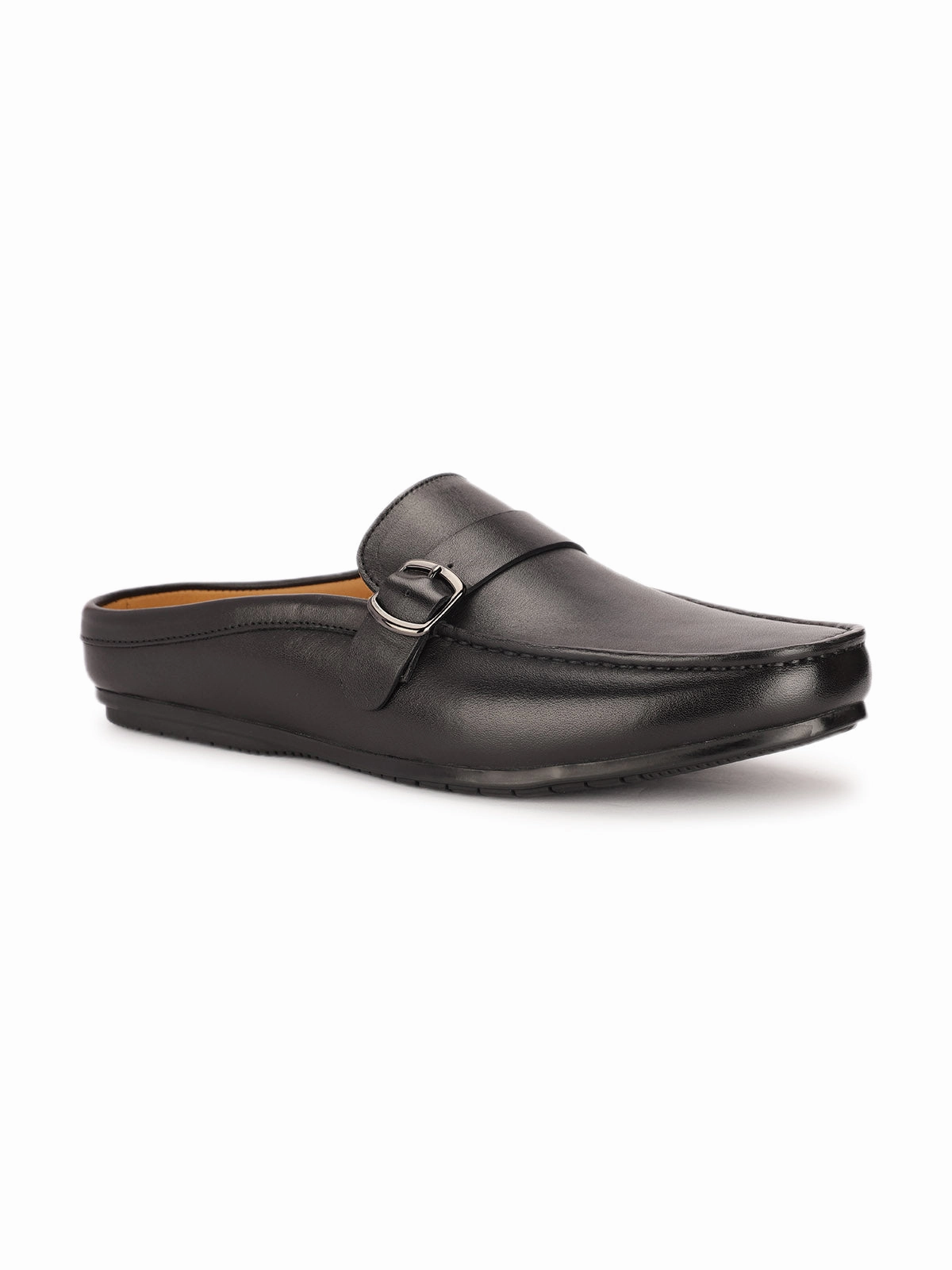 Comfortable Lug Sole Loafers Mikkel Premium Leather Back Open Mules