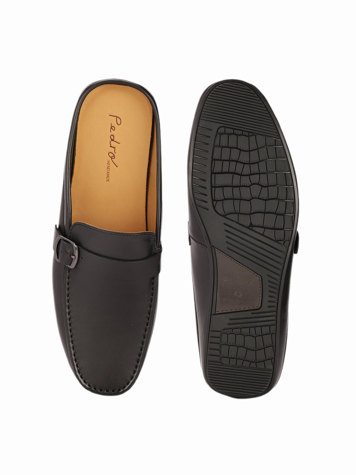 Tan Slip On Loafers Mikkel Premium Leather Back Open Mules