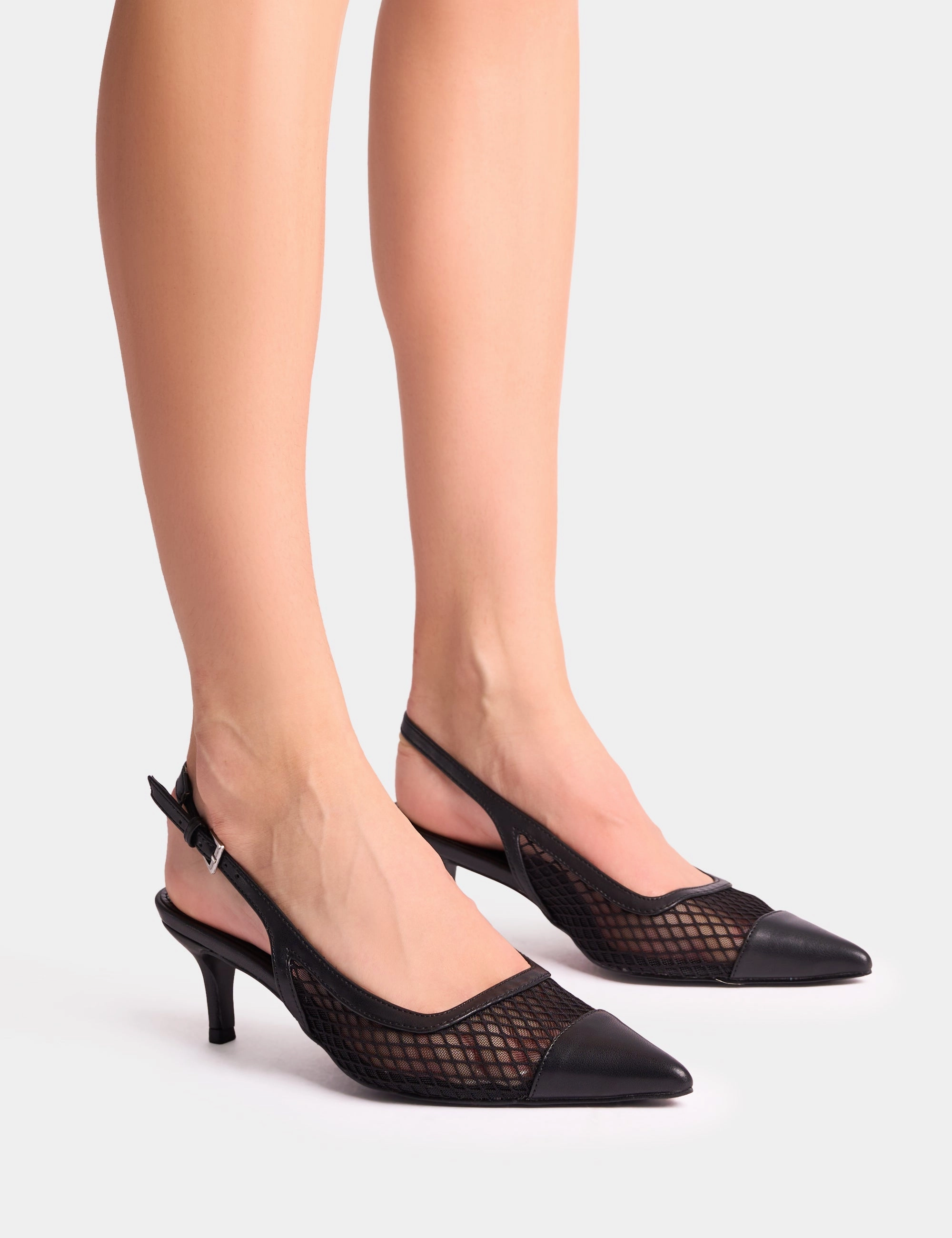 Target High Heels Roue Black Mesh Detail Slingback Mid Court Heels