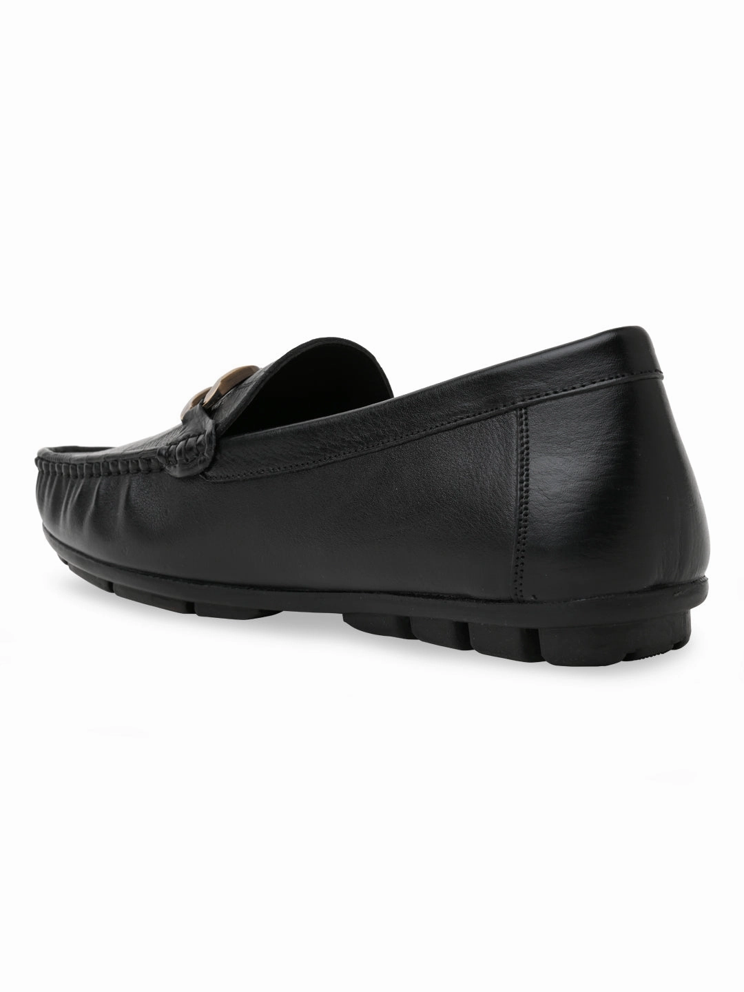 Imperio By Regal Black Men Textured Leather Casual Loafer Loafers Studded