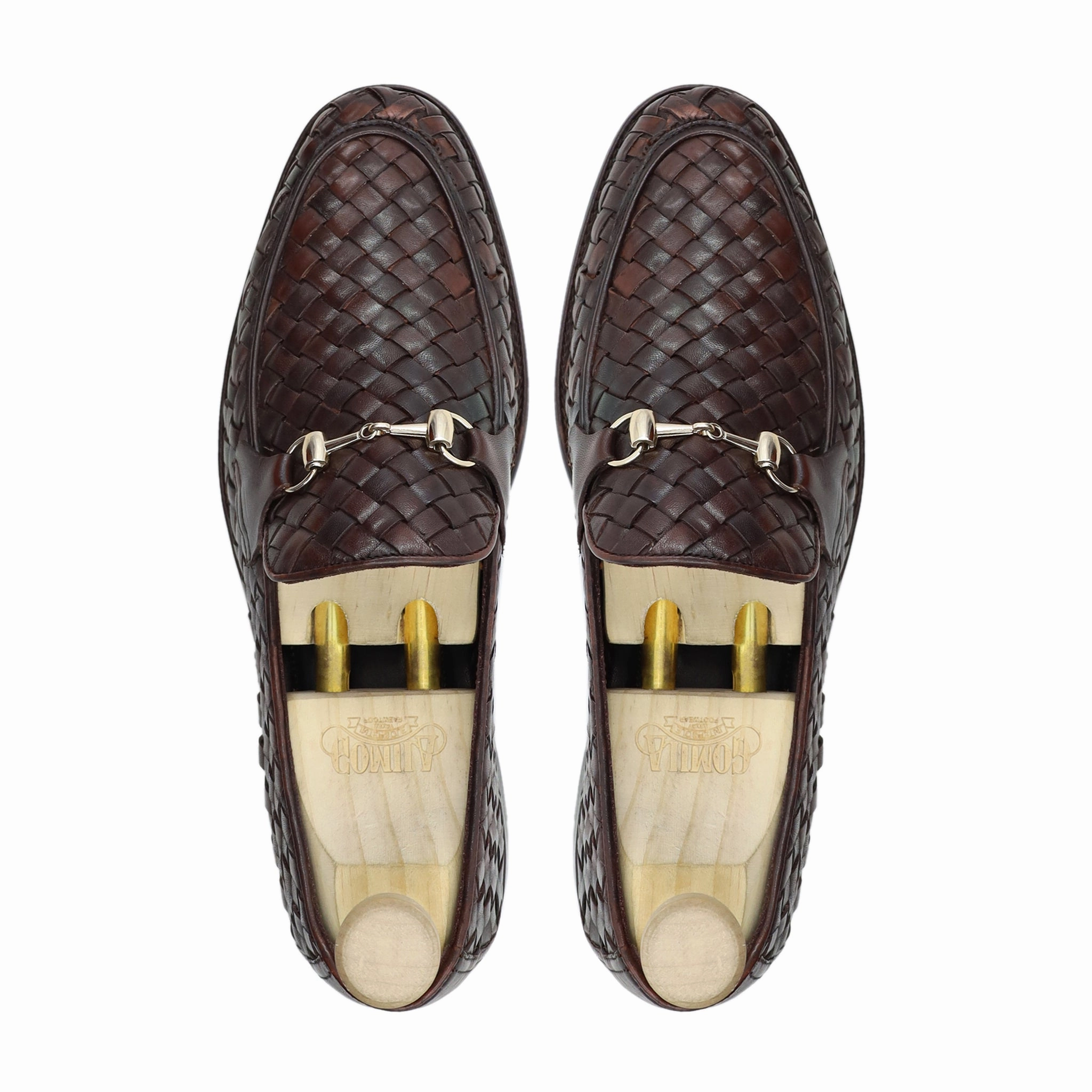 Engabreen - Men's Dark Brown Hand Woven Leather Loafer Loafers With Trousers