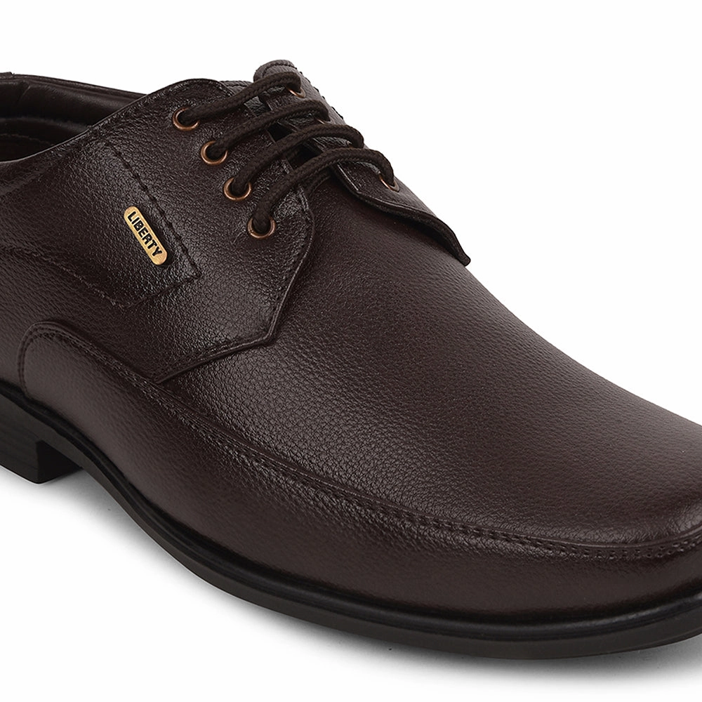 Fortune Brown Formal Lacing Derby Shoes For Men UVL-134 By Liberty Wagon Leather Derby Shoes