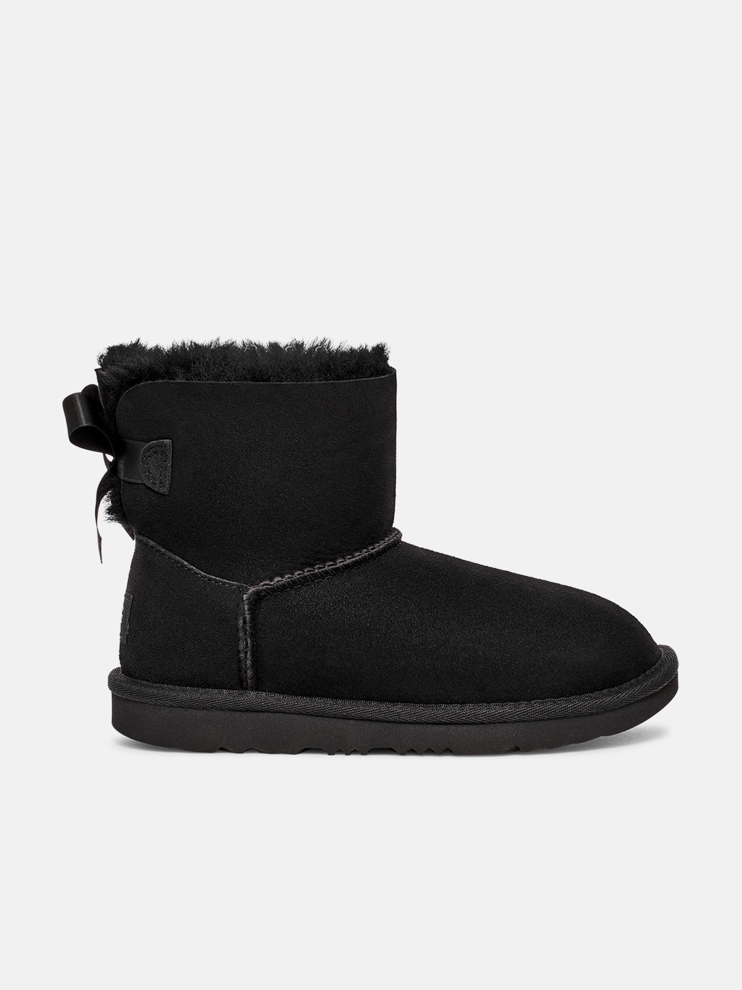 UGG Girls Mini Bailey Bow II Boots in Black Cavallo Boots