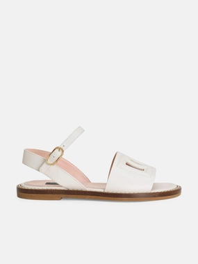 Sandals For Sale Near Me Dolce & Gabbana Girls Leather Logo Sandals in White