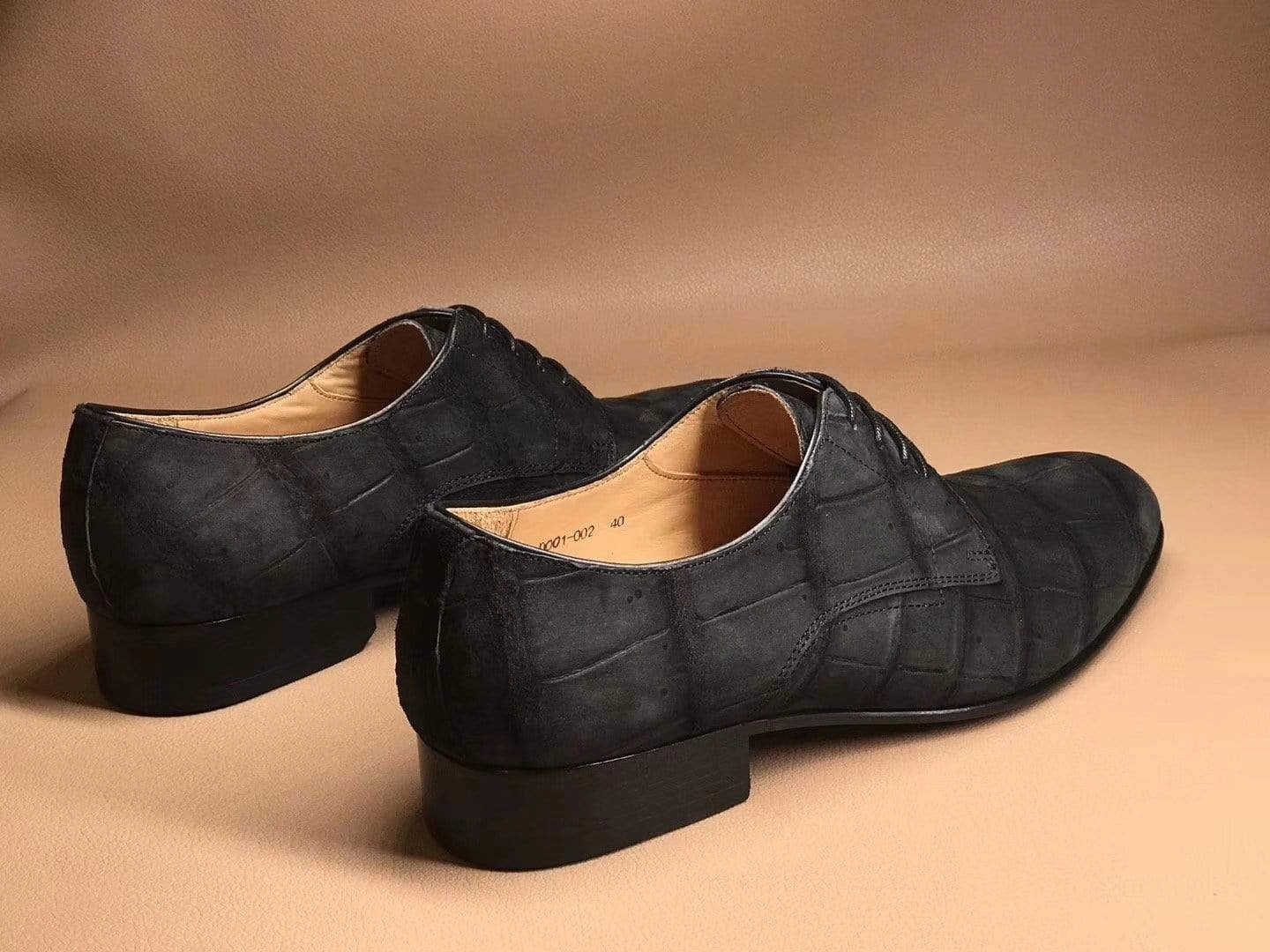 Apron Toe Derby Shoes Crocodile Shoes Men's Grey Soft  Genuine Crocodile Leather Derby Shoes