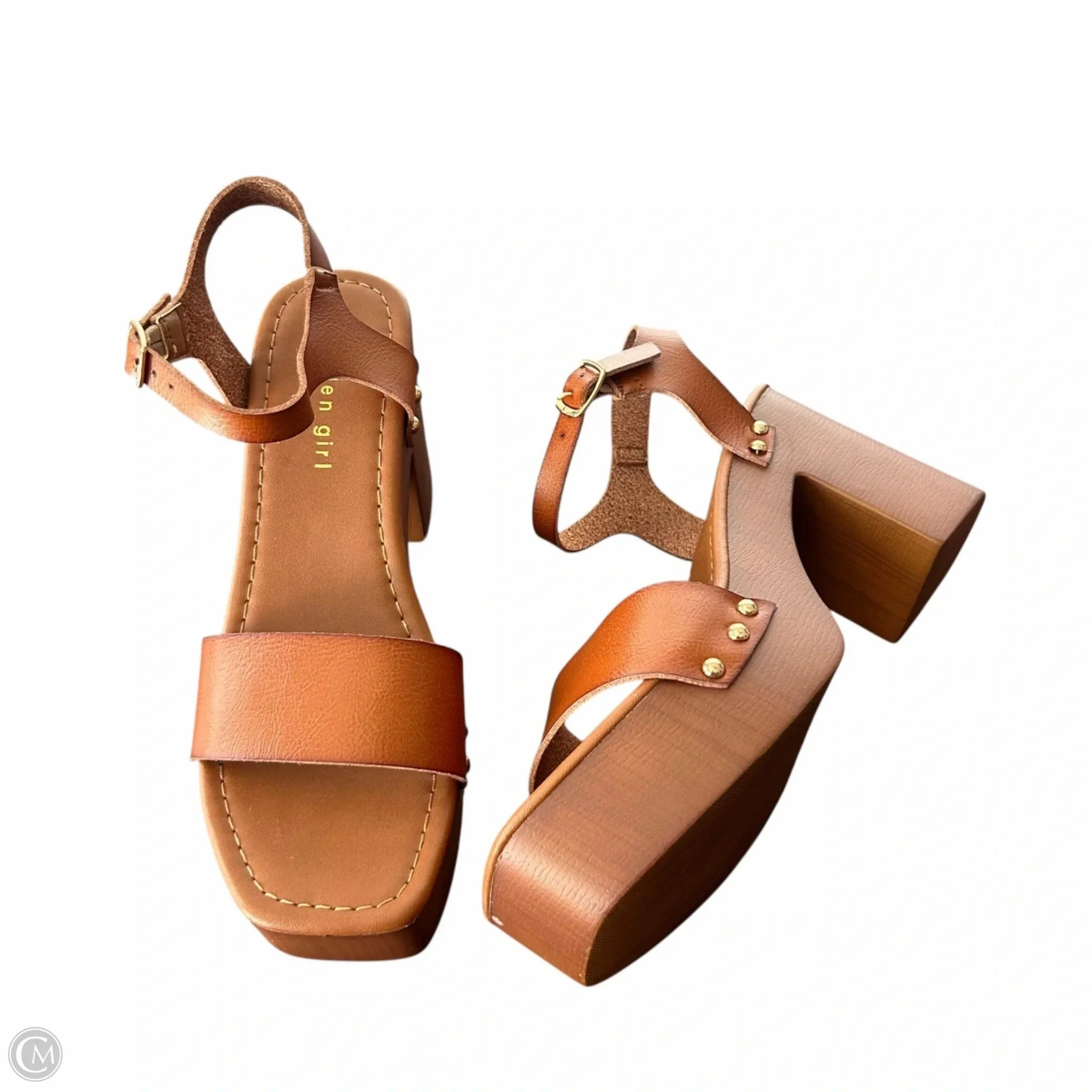 Sandals Heels Block By Madden Girl In Tan, Size: 8 Sandals Comfort