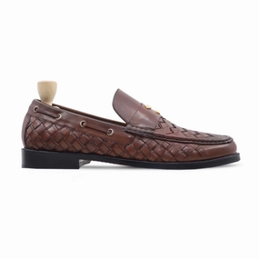 Varsimoc Leather Loafers Feldbach - Men's Brown Calf And Hand Woven Leather Loafer