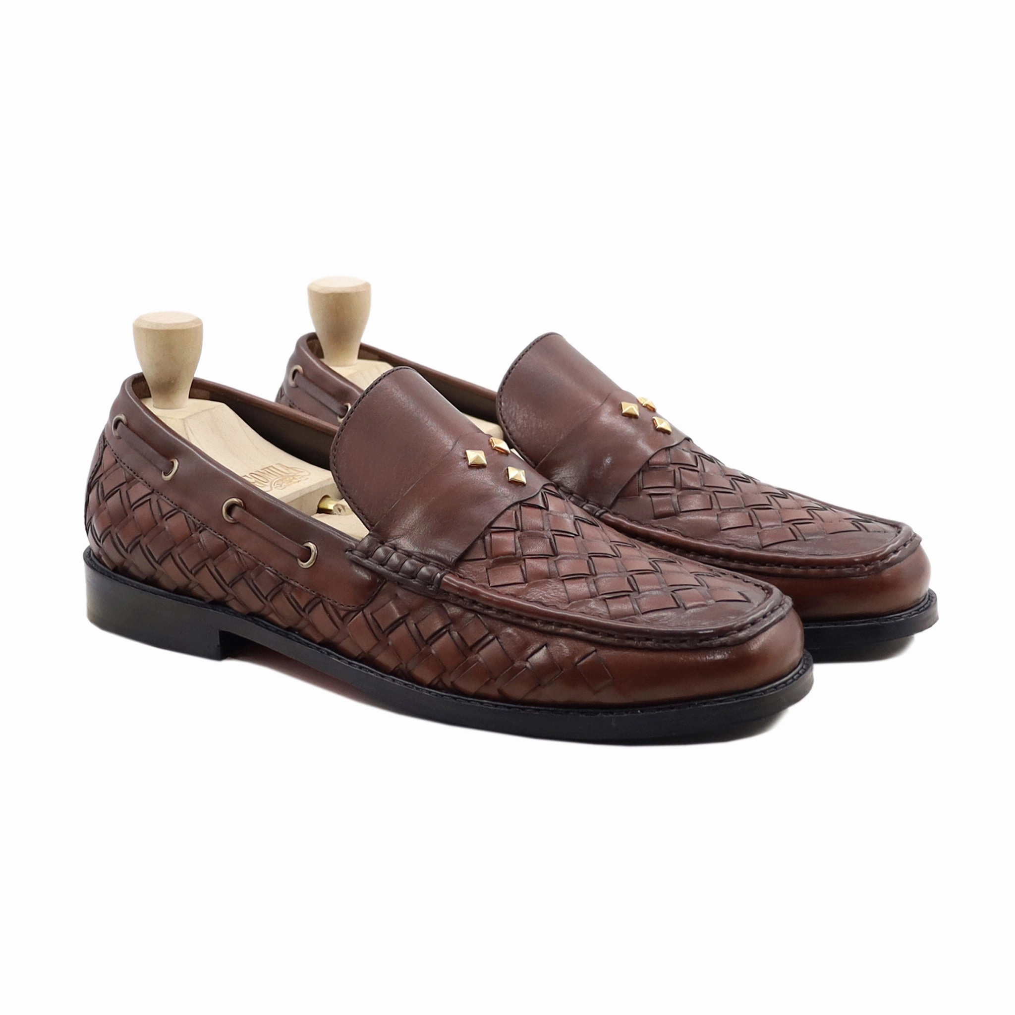 Summer Charms Walk Loafers Feldbach - Men's Brown Calf And Hand Woven Leather Loafer