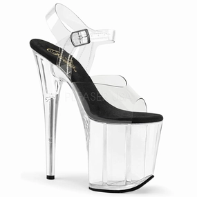 Flamingo-808 Black/Clear, 8" Heels (Speed Heels) Candies High Heels