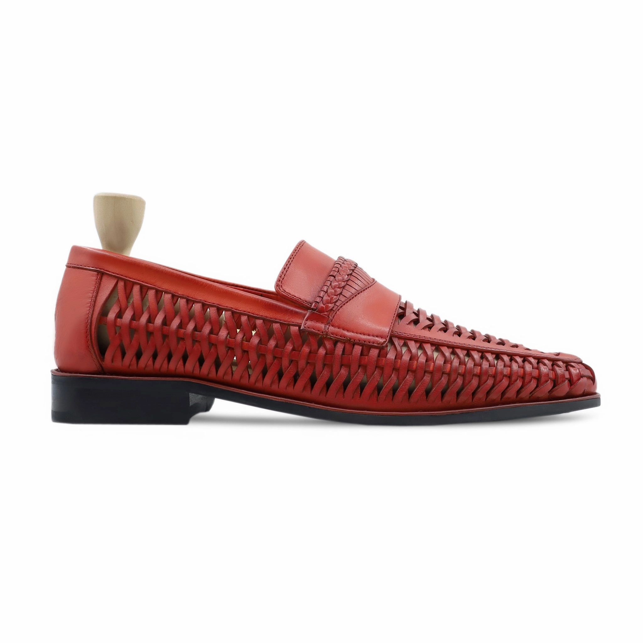 Gold Loafers Albanil - Men's Orange Tan Hand Woven Calf Leather Loafer