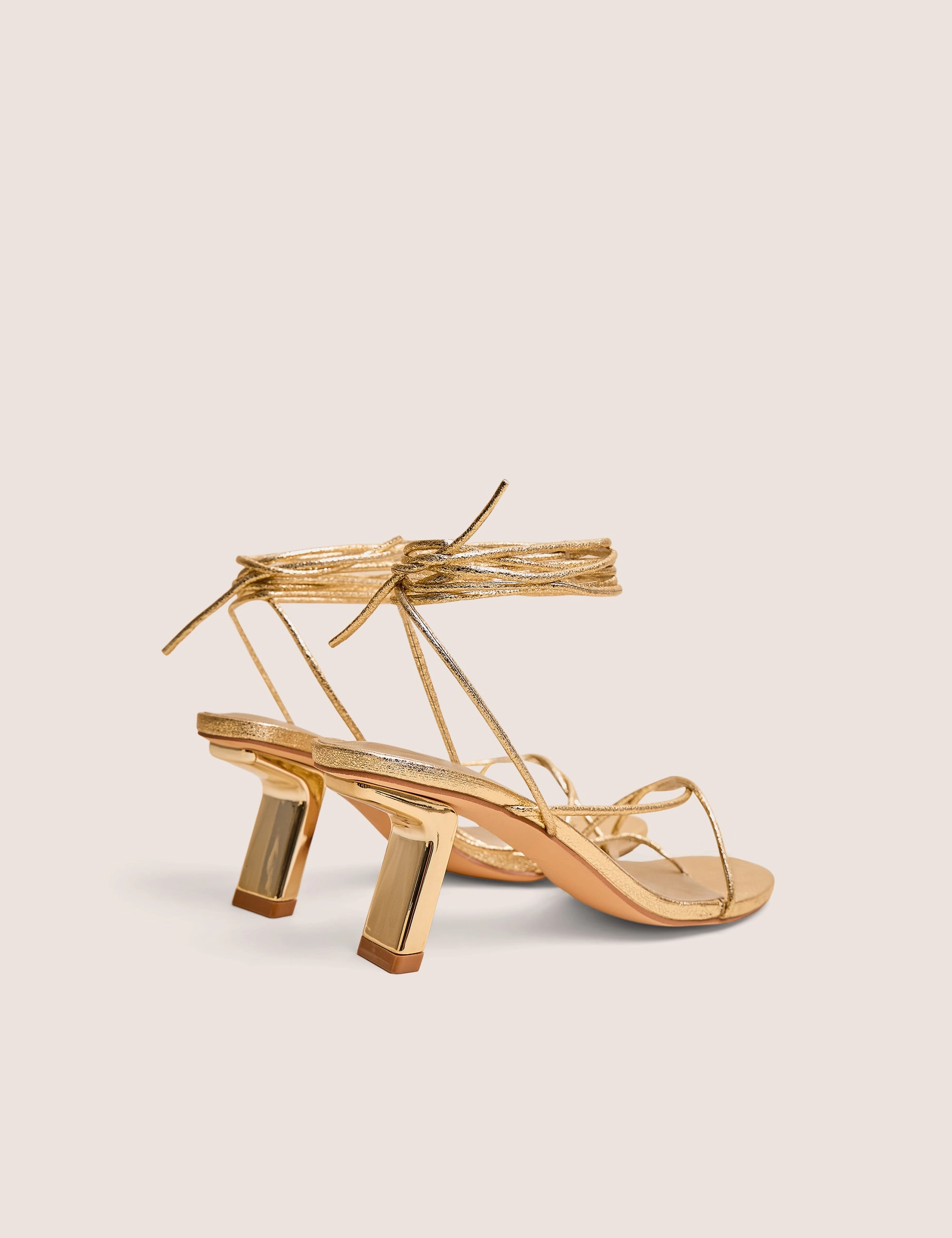 Birdie Gold Cracked Pu Lace Up Mid Heels Vintage High Heel Shoes