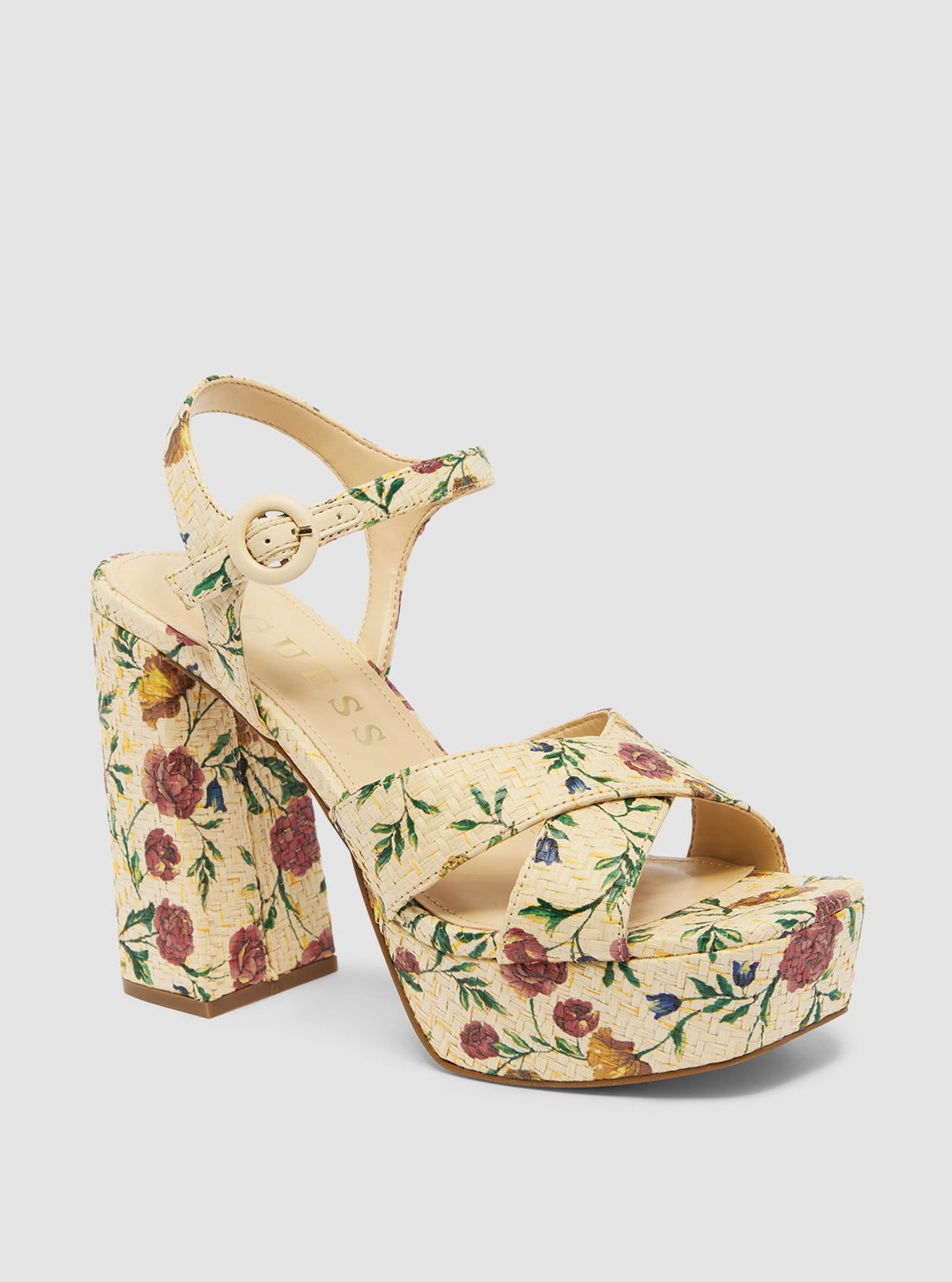 Beige Floral Vallenn Platform Heel High Heel Toes