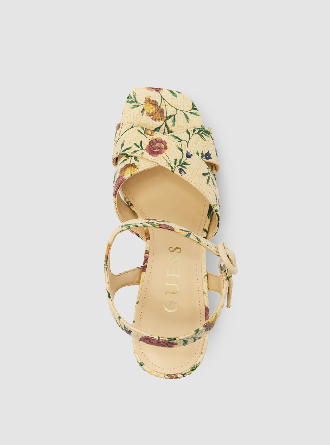 Elegant High Heels Beige Floral Vallenn Platform Heel