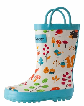Cowboy Cowgirl Boots Forest Animals Loop Handle Rubber Rain Boots