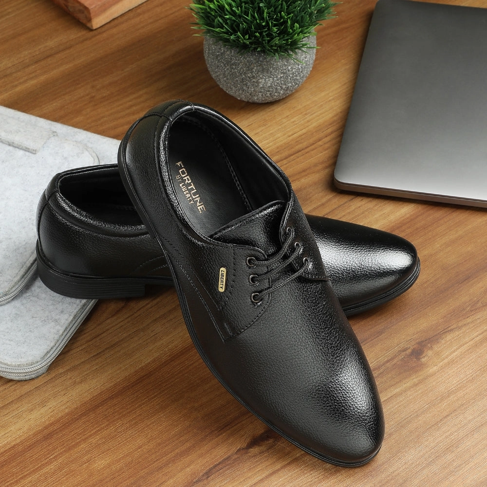 Chunky Lace Up Derby Shoes Fortune Black Formal Lacing Derby Shoes For Men HOL-130E By Liberty