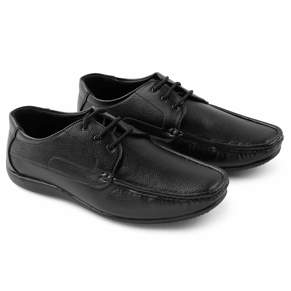 Fortune Black Lacing Formal Derby Shoes For Men HML-6E By Liberty Minimalist Lace Up Front Skate Shoes