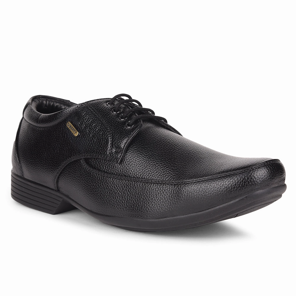 Fortune By Liberty HIL-10 Formal Derby Shoes For Men - Black Plain-toe Derby Shoe