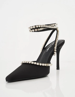 Nautical High Heels Frankiee Black Diamante Court High Heels