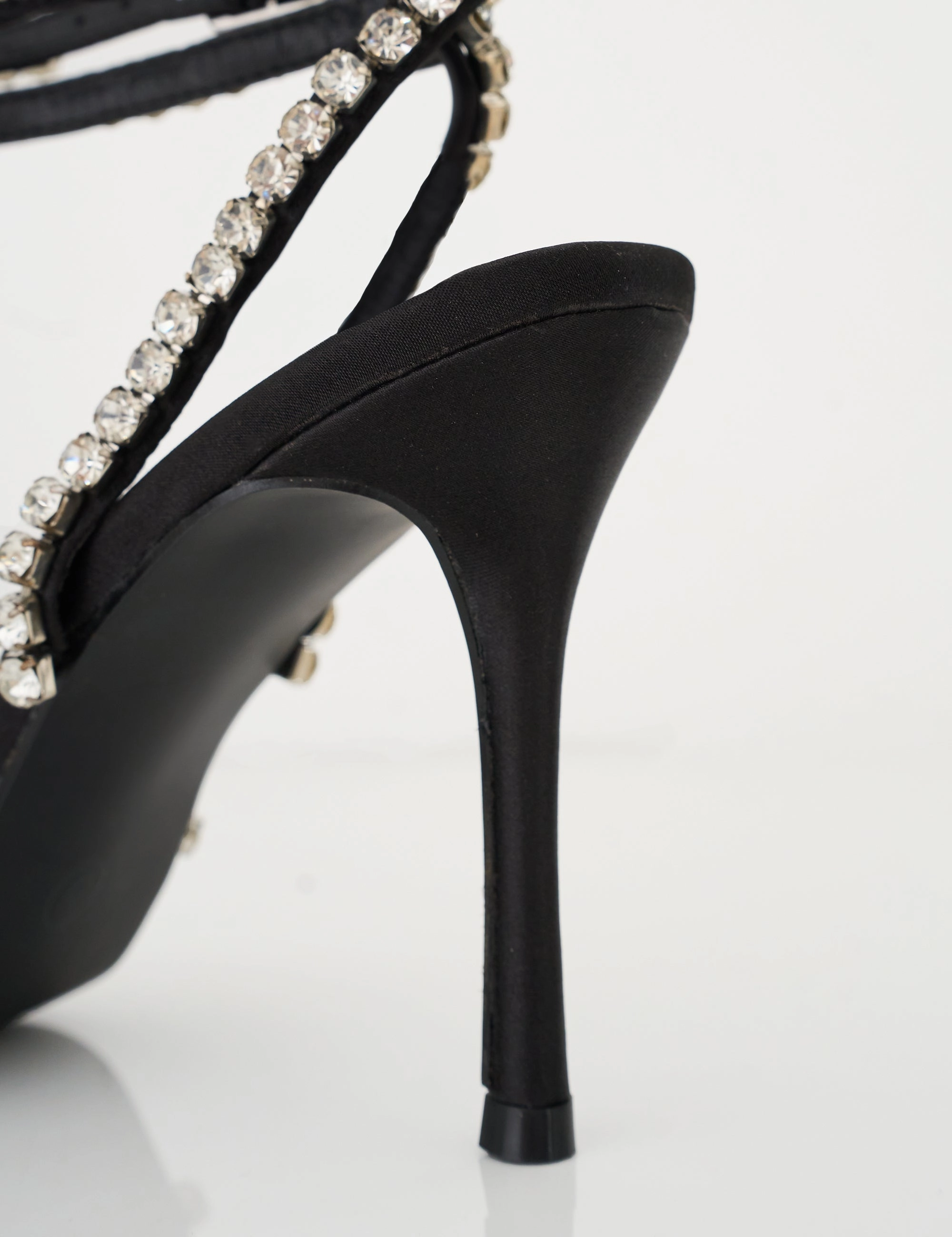Frankiee Black Diamante Court High Heels High Pointed