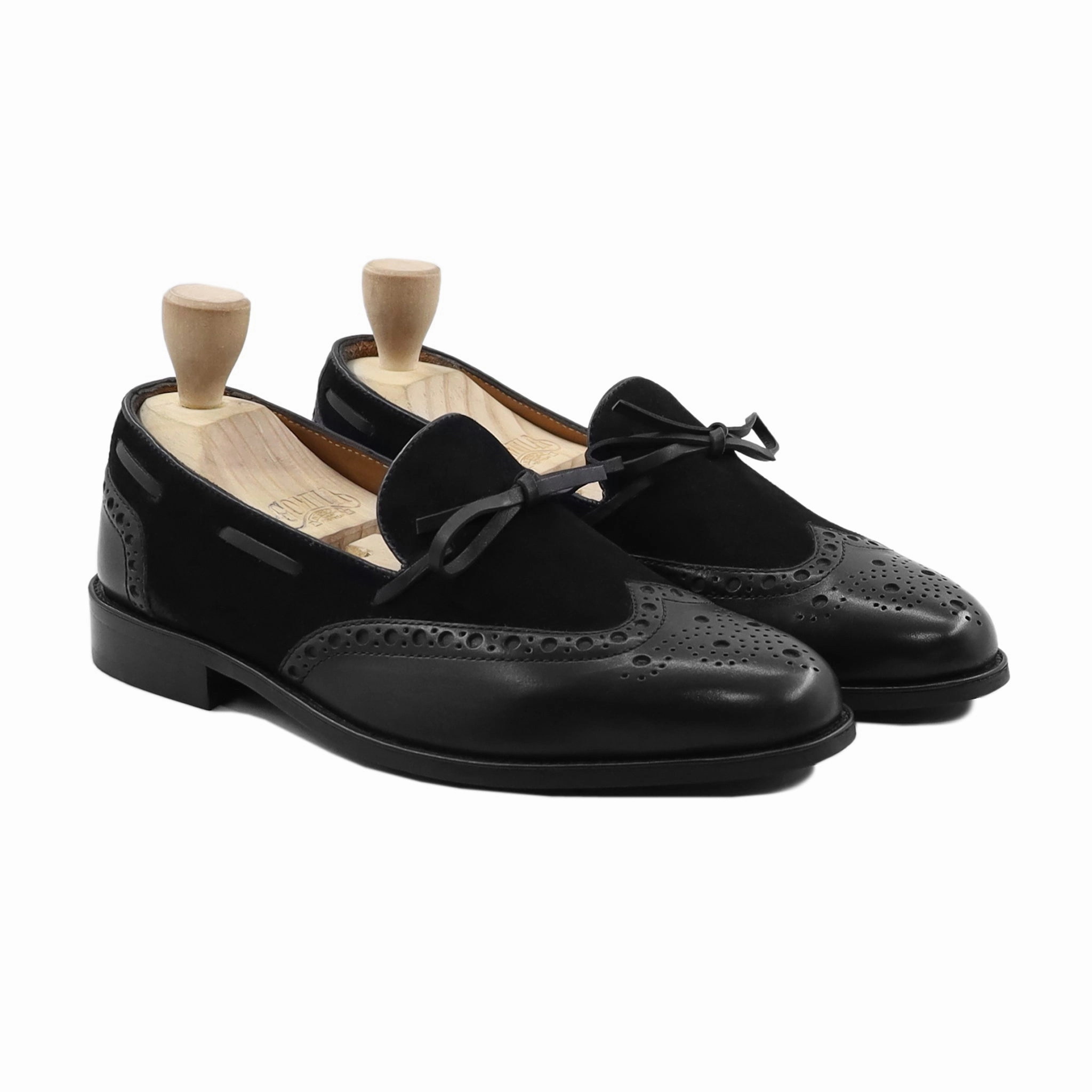 Gucci Loafers Sale Dubnion - Men's Black Calf Leather and Kid Suede Loafer