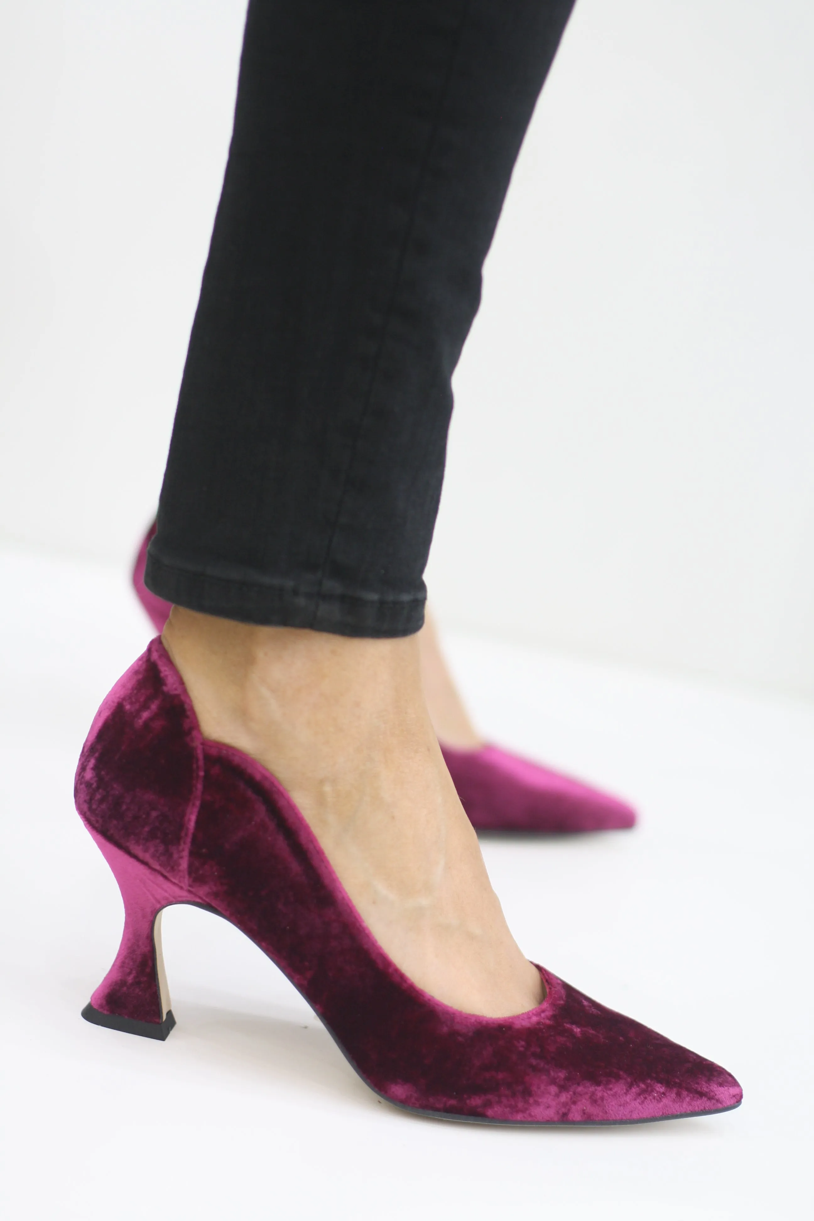 Sneakers With High Heels MARIAN 2715 BURGUNDY CRUSHED VELVET HEELS