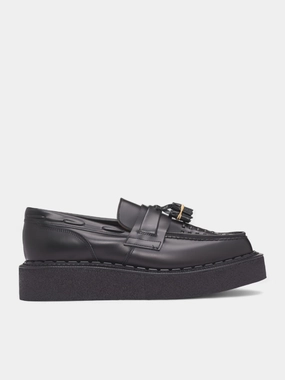 George Cox Leather Tassel Loafers (PP-K104-001-1-BLACK) Row Loafers