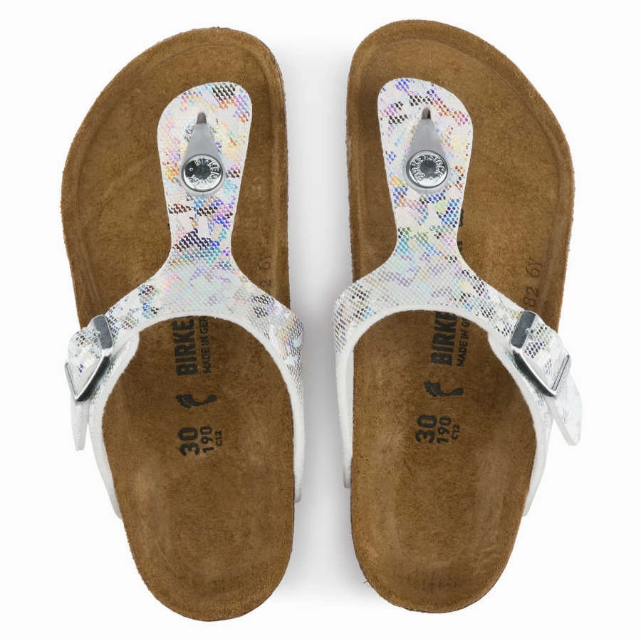 Girl's BIRKENSTOCK Gizeh Thong Silver Flat Sandals