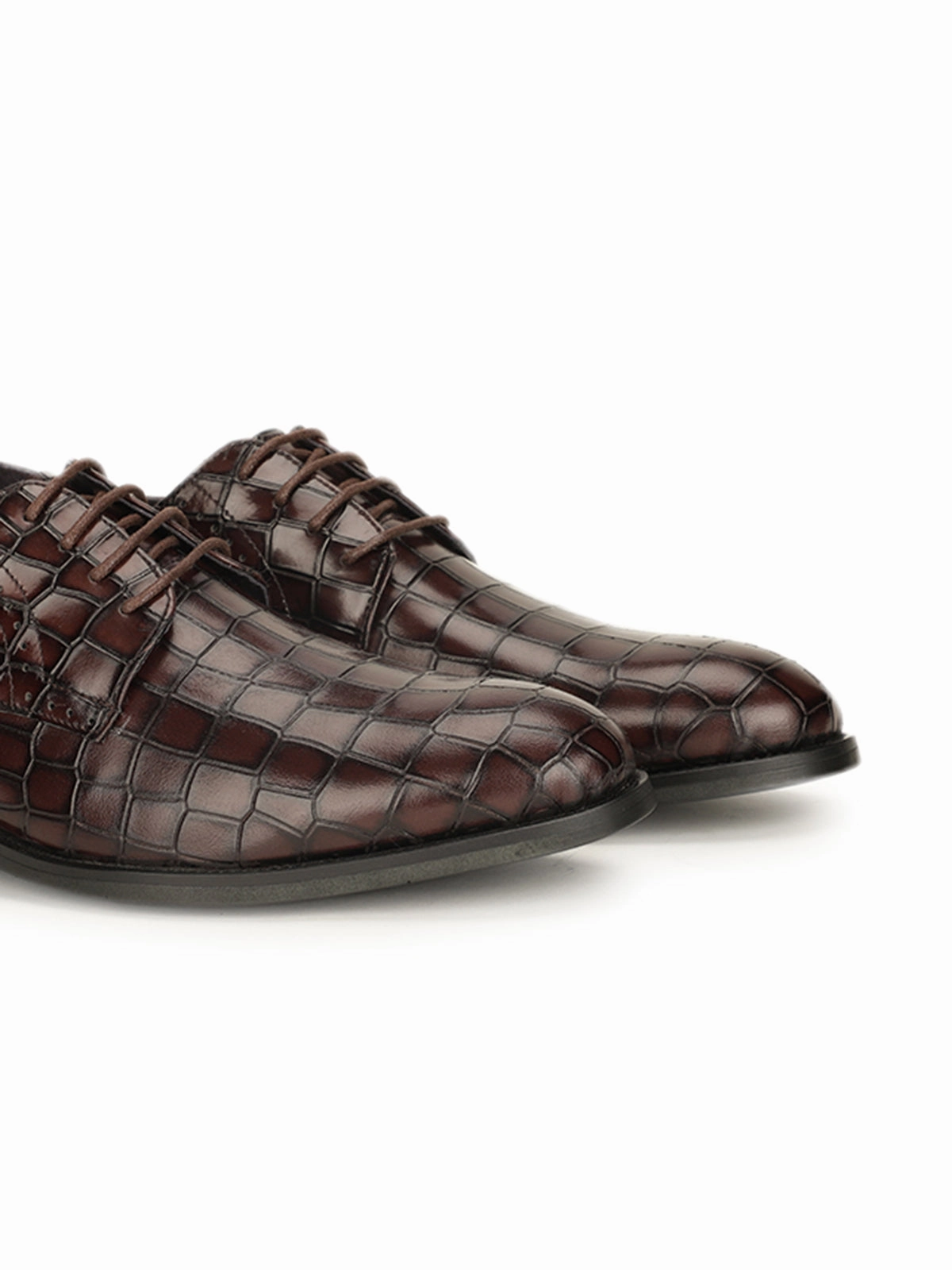 Derby Leather Shoe Godfrey Croco Lace Up Derby Shoes