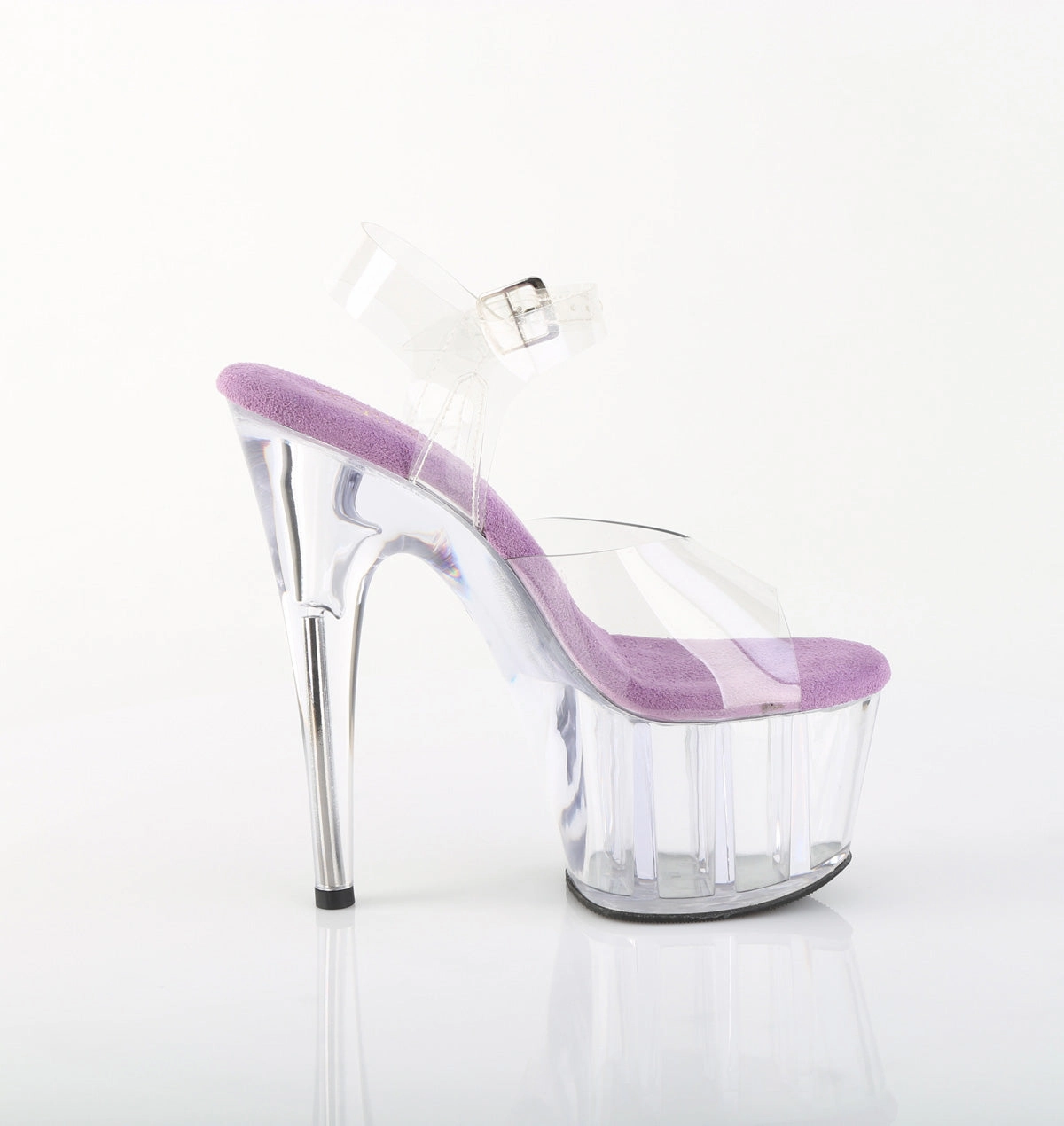 7 Inch Heel ADORE-708 Clear Lavender Clear Platform High Heels Size