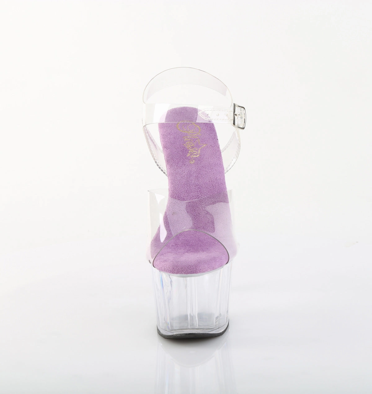 7 Inch Heel ADORE-708 Clear Lavender Clear High Heel Leather Knee High Boots