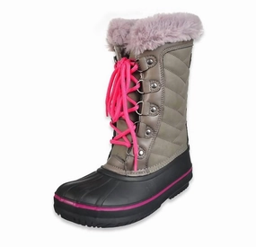 Girls Beckenham Cold Weather Snow Boot In Gray And Pink Snow Boots High