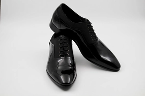 Lace Up Pointed Shoes Harlow Black Leather Patent Derby