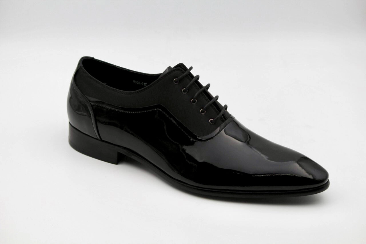 Chunky Heel Derby Shoes Harlow Black Leather Patent Derby