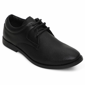 Healers Black Formal Lacing Derby Shoes For Men DERBO-10E By Liberty Chunky Lace Up Flat Shoes