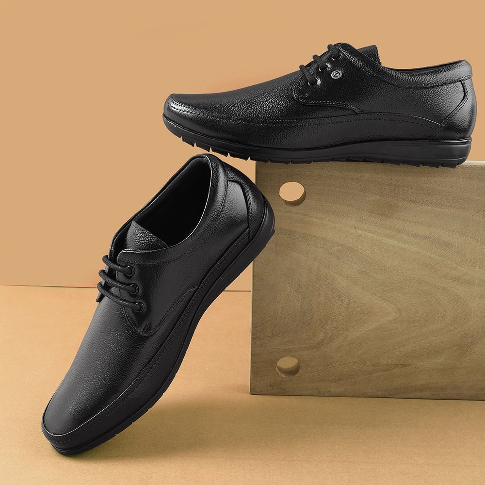 Healers Black Formal Lacing Derby Shoes For Men HA1-12 By Liberty Derby Shoes Platform