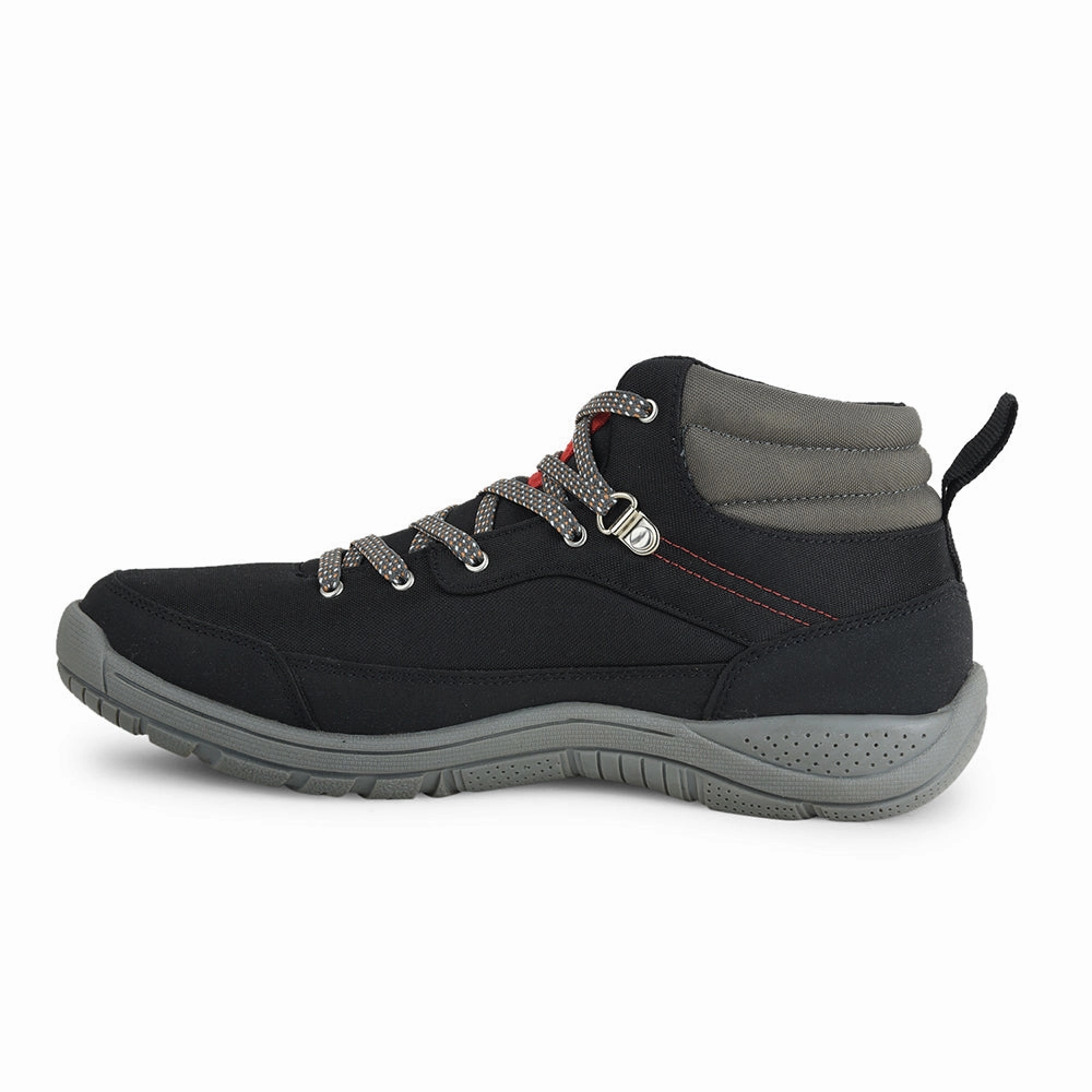 Healers Sports Black Trekking Lacing Shoes For Men RACE-2 By Liberty Hiking Shoes With Cushion