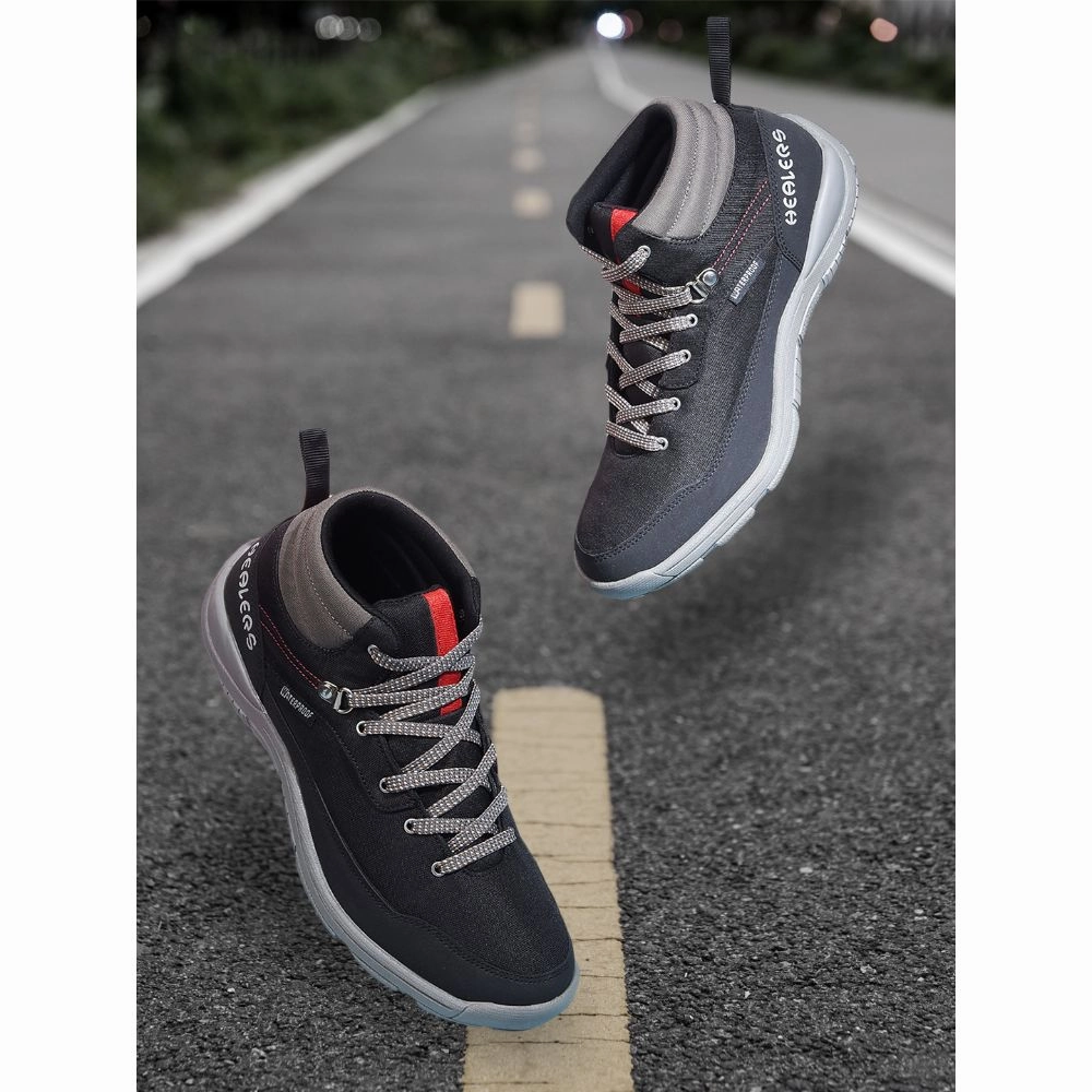 Best Winter Hiking Shoes Healers Sports Black Trekking Lacing Shoes For Men RACE-2 By Liberty