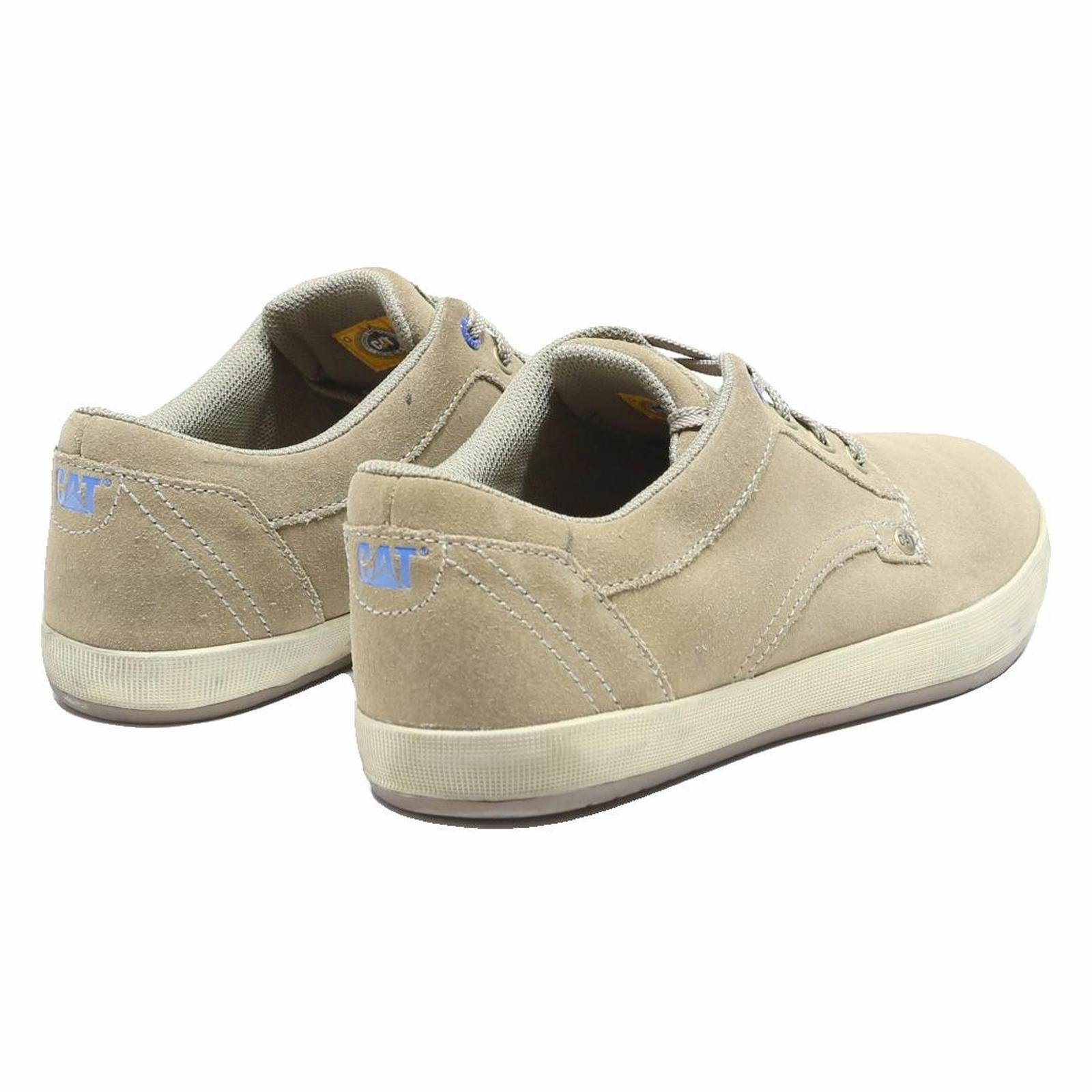 CAT Mens Casual Lace-Up Leather Shoes Beige UK 8 Comfortable Everyday Footwear Office Wear Casual Shoes