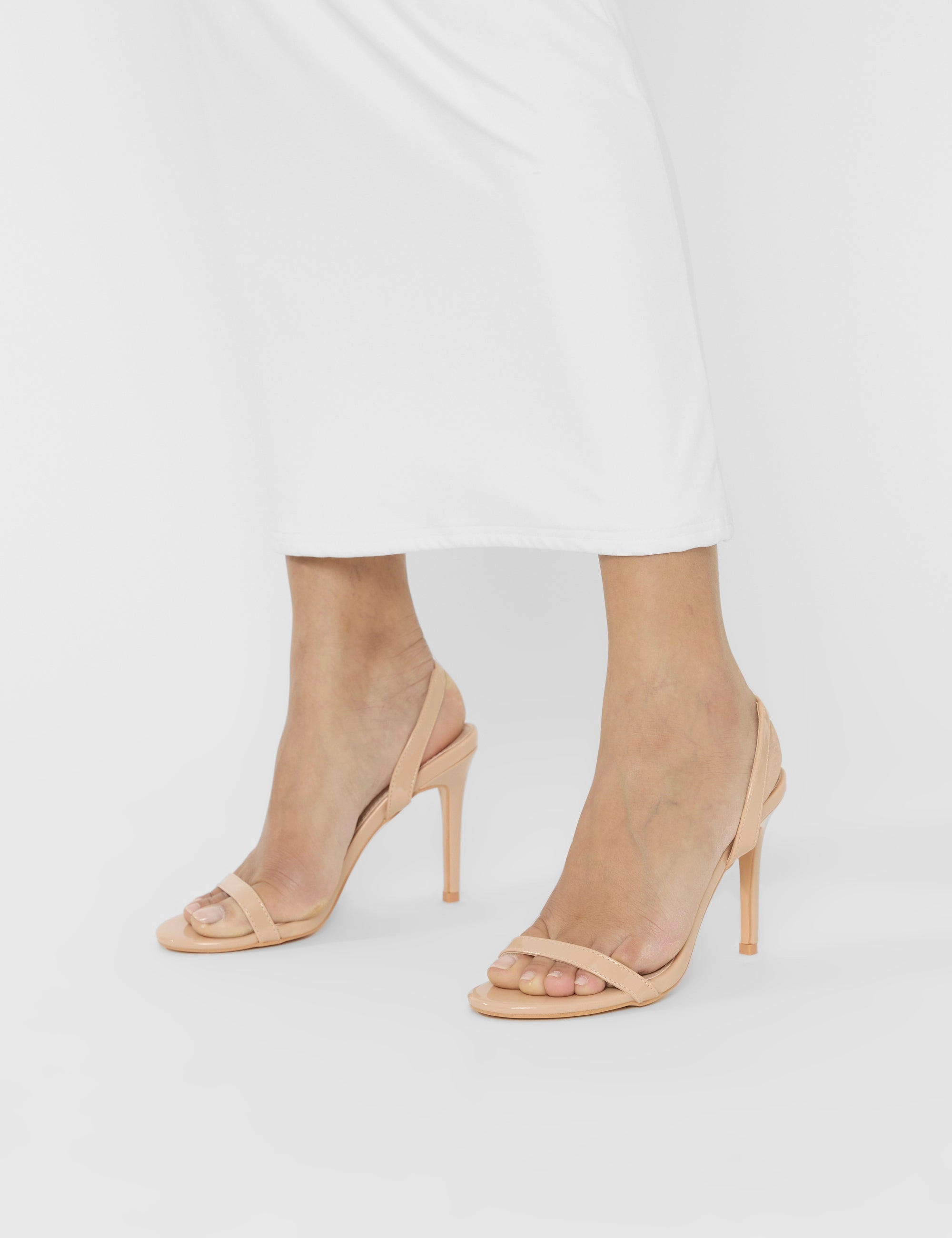 Size 12 High Heels Under 20 Barely Nude Patent Round Toe Slingback Stiletto Heels