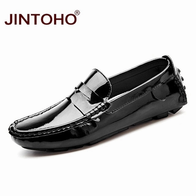 JINTOHO Big Size Men Leather Shoes Slip On Men Loafers Fashion Casual Men Shoes Male Flats Shoes Luxury Brand Designer Shoes Urban Climbing Shoes